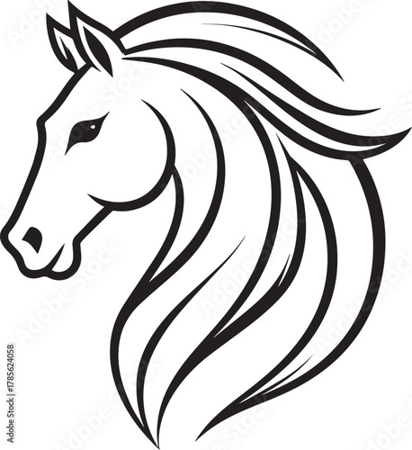 Horse Head Line Art Vector