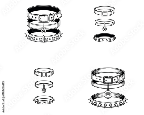 Punk choker necklace illustration with gothic style design
