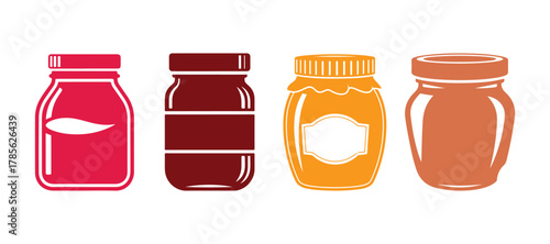 honey jar icon on a white background. Food bank. Symbol of sweet natural food. Colorful set of icons. Vector