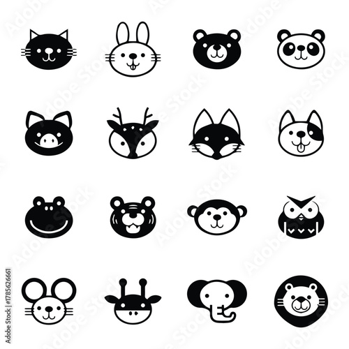 Solid Animal Circle Icon Set