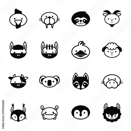 Solid Animal Circle Icon Set