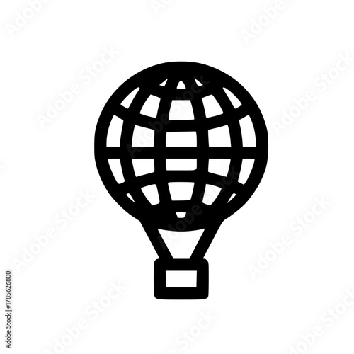 Globe icon on hot air balloon representing global travel concept and international adventure illustration