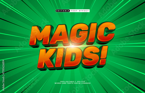 magic kids editable text effect for e-sport and streaming banner