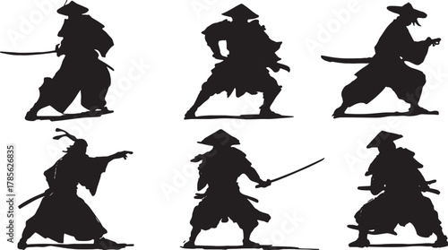 Samurai Low Stance and Attack Silhouette Pack