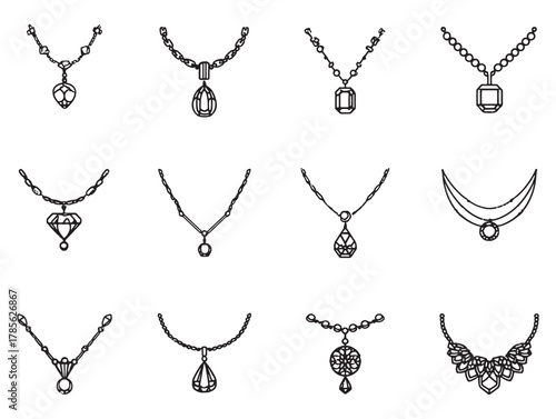 Necklace Line Art Elegant Minimalist Jewelry Design