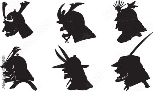 Samurai Helmet (Kabuto) Icon Silhouette Collection