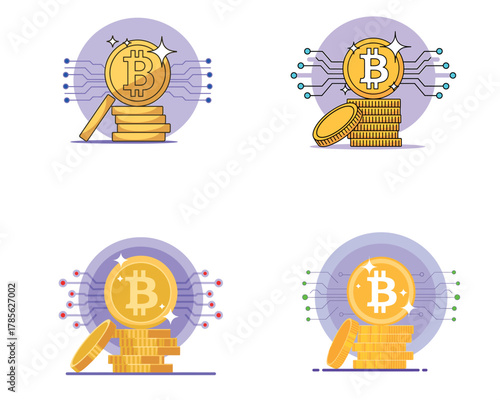 Bitcoin coin stack illustration digital currency concept
