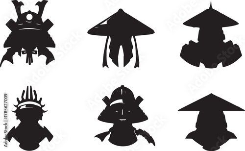 Samurai Helmet (Kabuto) Icon Silhouette Collection