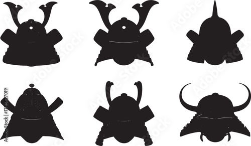 Samurai Helmet (Kabuto) Icon Silhouette Collection