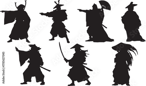 Samurai General and Shogun Commander Silhouette Set