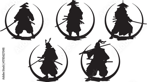 Circular Samurai Emblem Silhouette Collection