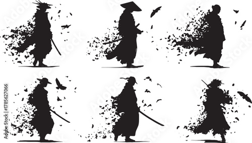 Abstract Dissolving Samurai Silhouette Fantasy Set