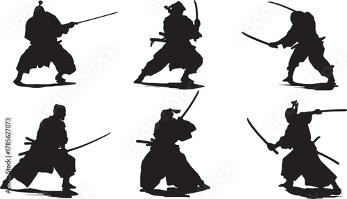 Samurai with Two Swords (Daisho) Silhouette Set