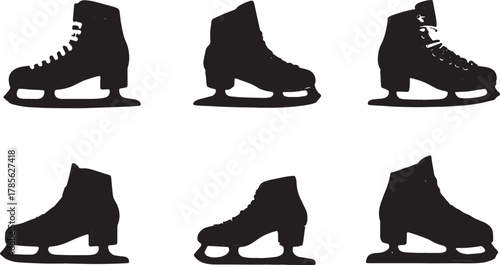 Ice Skate Types Silhouette Icon Collection