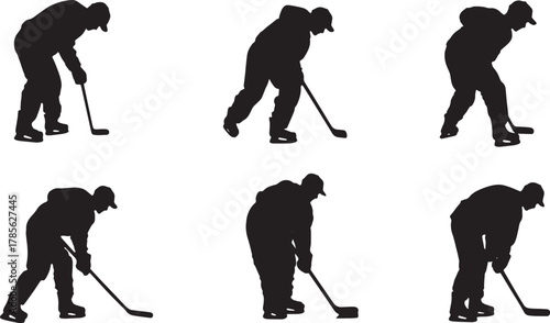 Ice Hockey Linesman Dropping Puck Silhouette