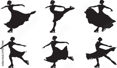 Graceful Female Ice Skater Silhouette Collection