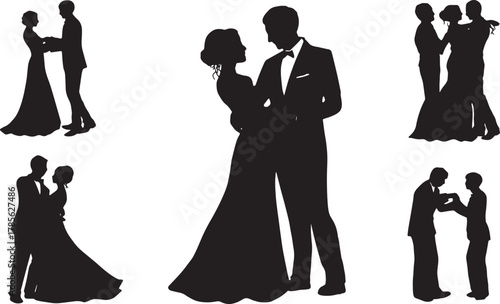 First Dance Surrounded by Family Silhouette Set