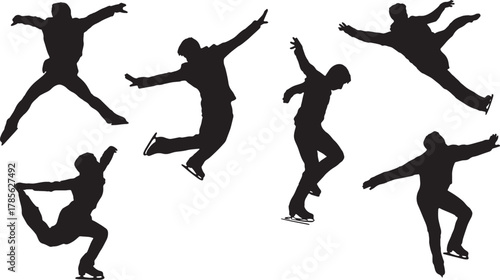 Dynamic Figure Skating Jumps Silhouette Collection