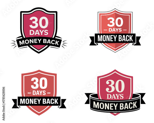Money back guarantee badge illustration with shield design
