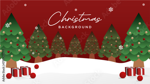 Snow Forest Christmas Background Scene