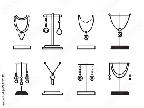 Necklace stand line art display elegance