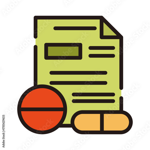 Mental health filled line color icon. Prescription illustration.