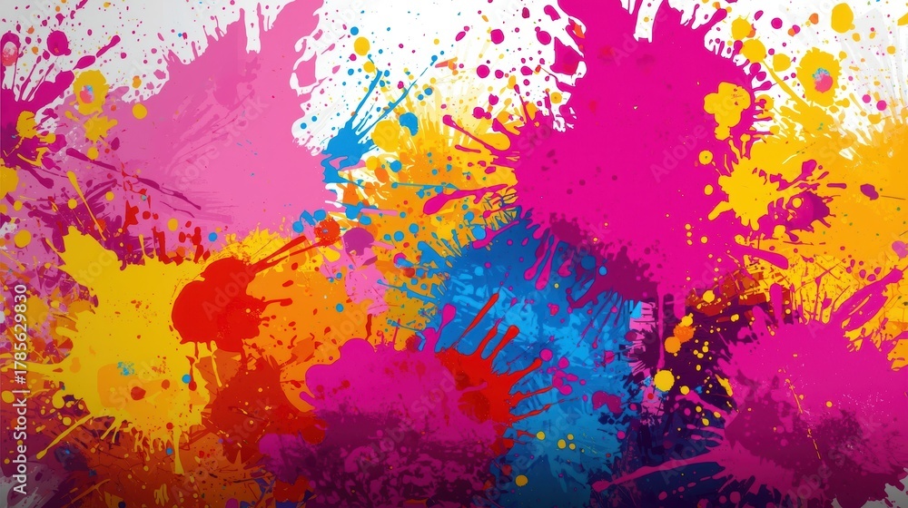 Obraz premium Vibrant explosion of colorful paint splatters and splashes