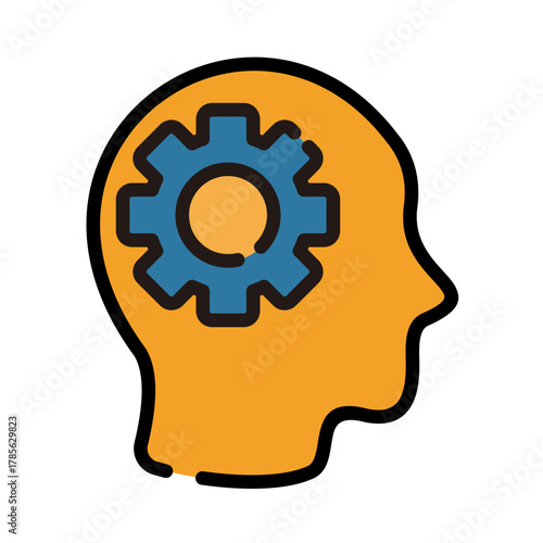 Mental health filled line color icon. Schizophrenia illustration.