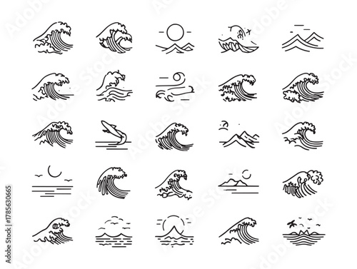Ocean Wave Line Art Calm Coastal Breeze