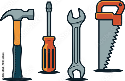 Essential construction tools for your project hammer screwdriver wrench and hand saw