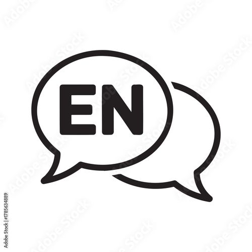 Speech bubble icon with letters en for english language isolated on a
