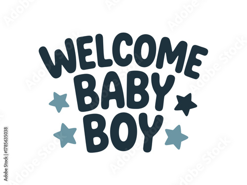 Welcome baby boy with stars illustration