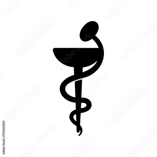 Rod of asclepius, medical pharmacy healthcare emblem symbol Vector, illustration