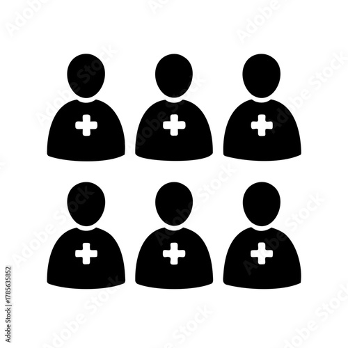 Medical professional group icon with cross symbol on chest Vector, illustration