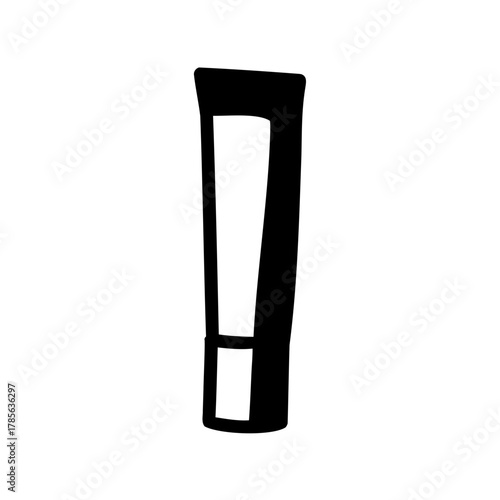 Bold black hand-drawn exclamation mark symbol on white Vector, illustration
