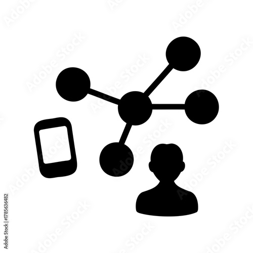 Connecting people and devices through a digital network concept Vector, illustration
