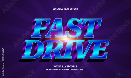 fast drive editable speed text effect for racing team logo