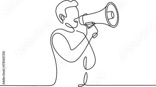 Person shouting into megaphone announcing news speech communication announcement megaphone