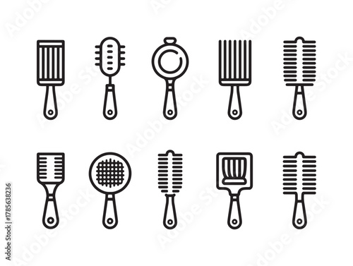 Paddle Brush line art sleek styling tool