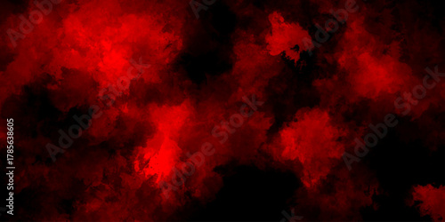 Abstract grunge red and black powder explosion cloud on black background. dark red smoke Like cloud wave effect on black. dark fire flame grunge texture background. toned fiery red sky.