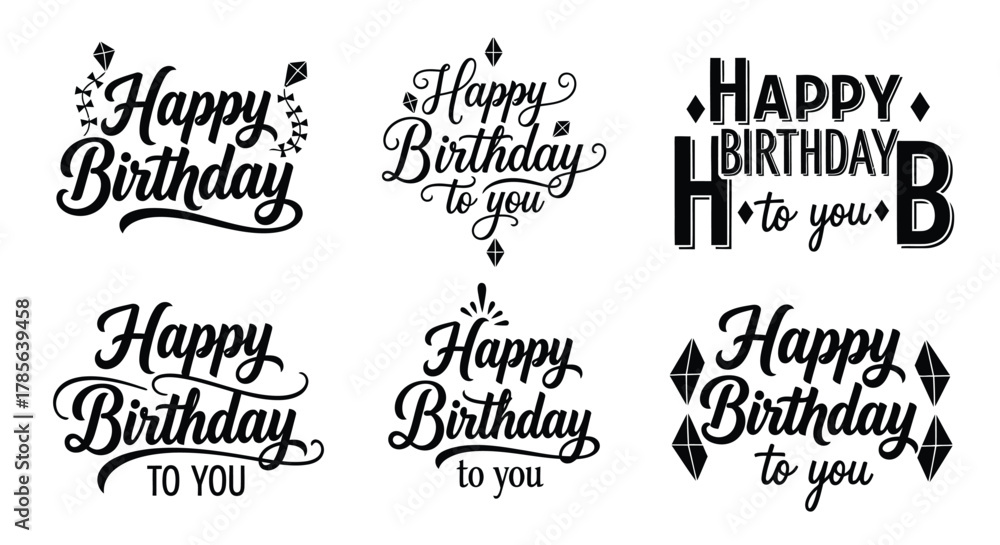 Fototapeta premium Happy birthday vector design elements for greeting card template