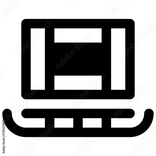 Sledge. Outlined stroke vector icon with black-filled details.