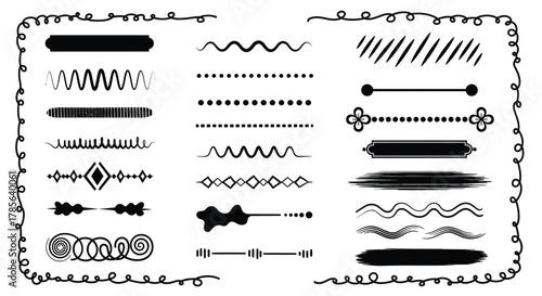 Vector design elements dividers borders decorative lines set art