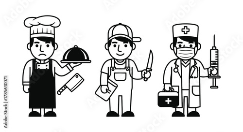 Vector illustration of different professions career occupation