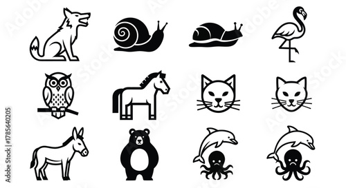 Animal icons vector set wildlife illustration graphic design art