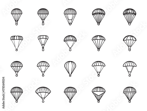 Parachute Skydiving Line Art Adventure Awaits