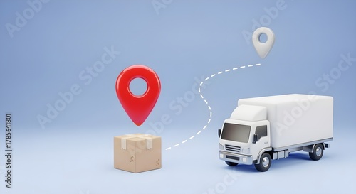 3D White Truck Box for Logistics Delivery