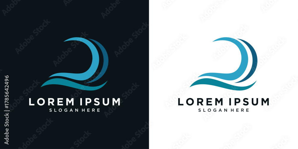 Obraz premium Wave logo design with blue ocean symbol