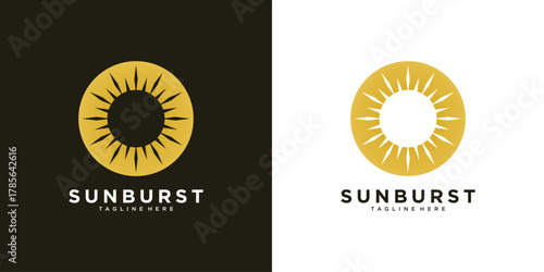 Sun logo design with circle and gold color