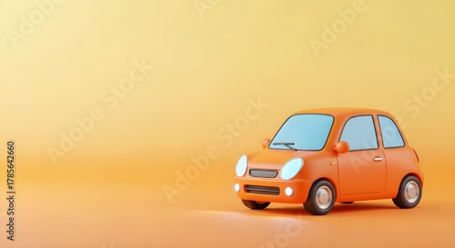 Retro Yellow Car 3D Cartoon Illustration